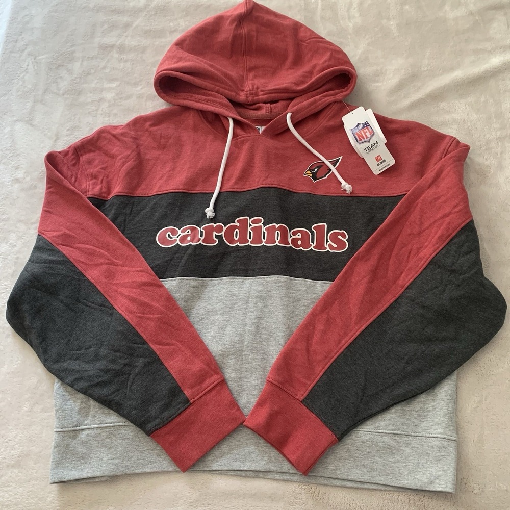 NFL Team Apparel Arizona Cardinals Hooded Sweatshirt Womens Size L Grey NWT